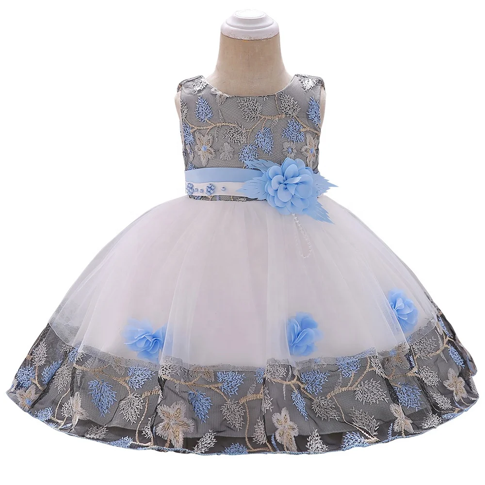 

Girls baby full moon swing wine first birthday princess dress children embroidered dress lace color matching princess dress, 7 color