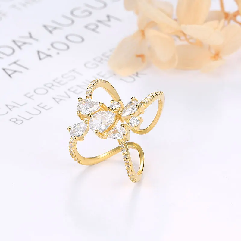 

Customized adjustable jewelry Christmas gift gold filled 925 silver rings for women