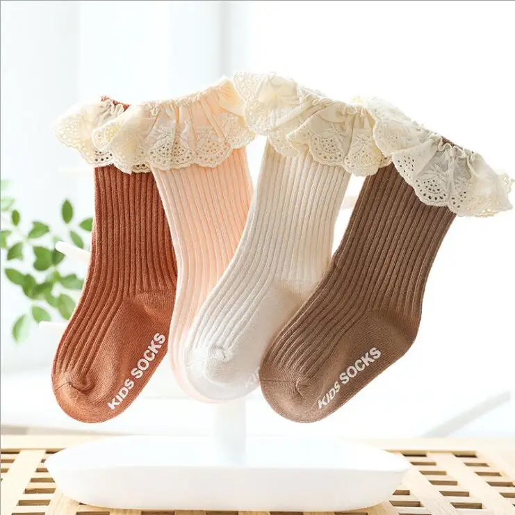 Cute Anti-Slip Elastic Girls Baby Ankle Socks Cotton Knitted Stockings Lace