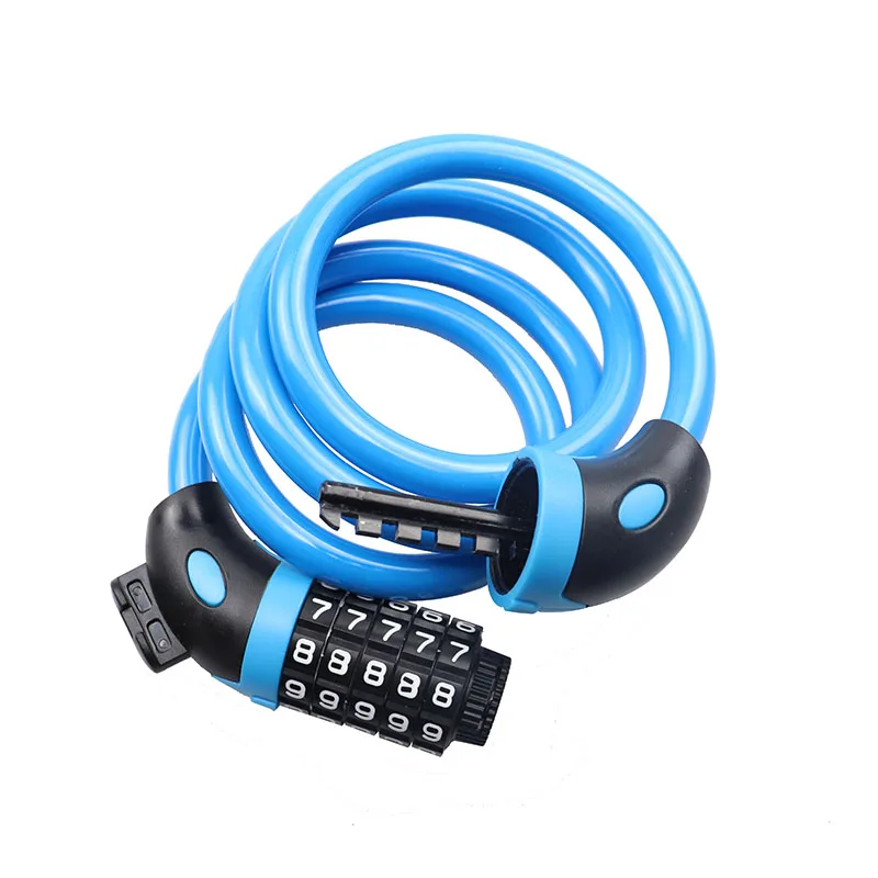 

New Self Coiling Resettable Combination Bike Combination Lock Wire Cable Bikes Cycle Locks Bicycle Made In China, Black & blue & pink & green & custom