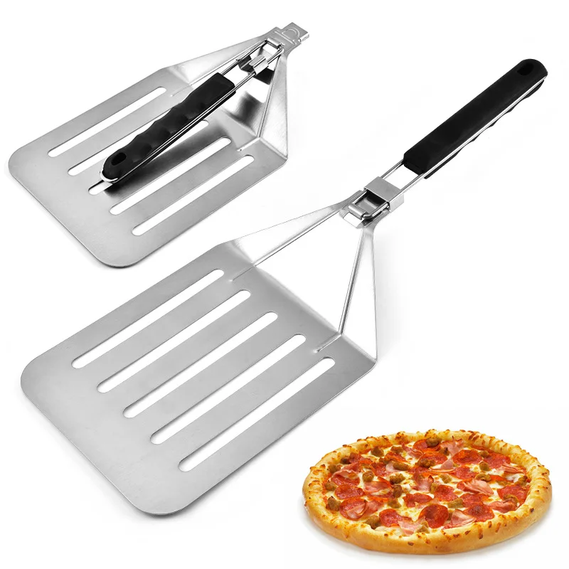 

Cake Pizza Transfer Thicken Collapsible Leak Metal Pizza Shovel Tools Turning Pizza Peel Aluminum