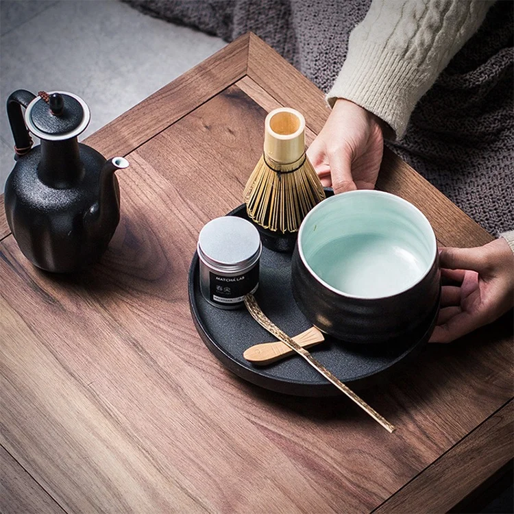 

Christmas Promotional Gift Set Matcha Tea Black Matte Bowl, Chasen, Spoon and Holder for Hot Stamping Printing Logo