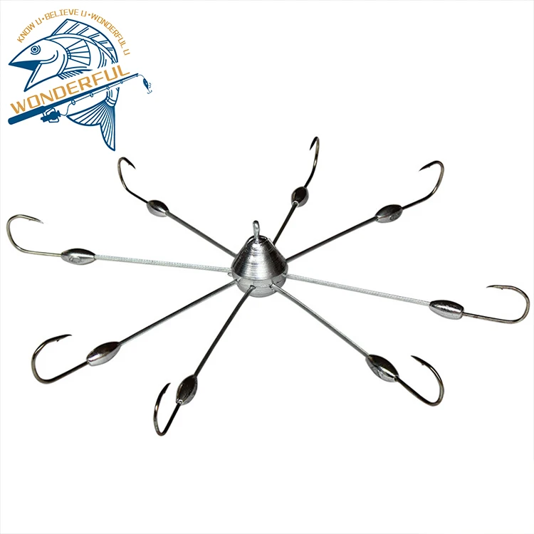 

8 Claws High Carbon Steel Durable Plate Anchor Barbed Explosion Overturned Crab Fishing Hook With Lead Sinker, Black