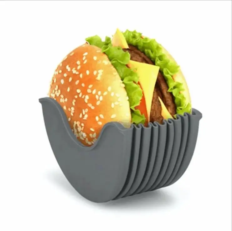 

Reusable Mess Burger Buddy Fixed Box Expandable Adjustable Silicone Burger Holder, Red