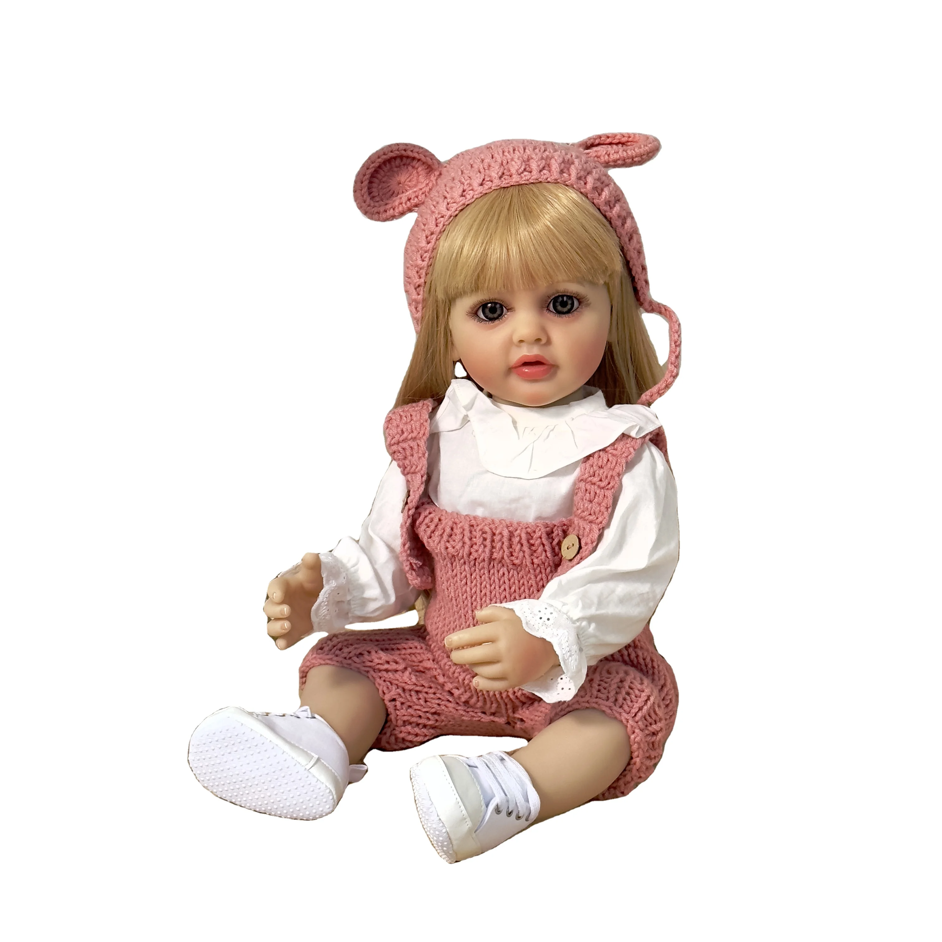 22inch Soft Silicone Bebe Full Body Vinyl Reborn with Music Function Dolls Lifelike Newborn Baby Hair Gifts for Children