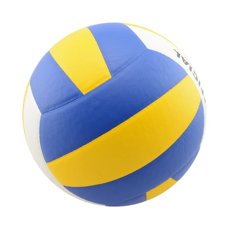 

High quality seamless volleyball classic yellow and blue color indoor volleyball for indoor competition, Customize color