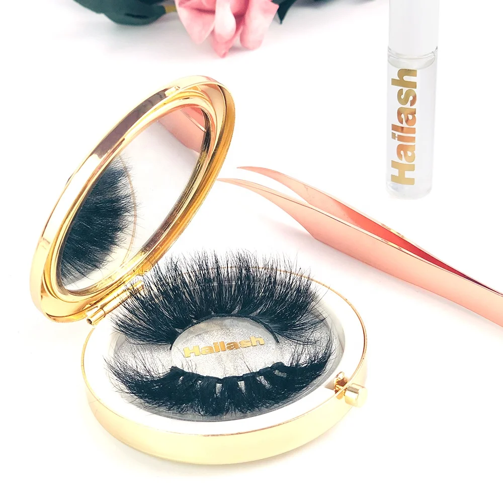 

Hailash 2019 hot selling real 100% 3d individual mink lashes custom packing private label 25mm mink eyelashes, Natural black