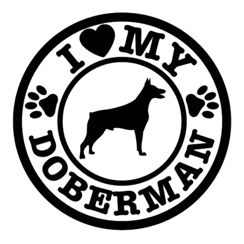 

14.3*14cm Personalized I Love My Doberman Dog Paws Cute Fashion Car Sticker decal, 12 colors