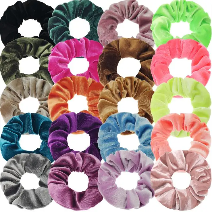

Maiden Rubber Band Hair Cord Ponytail Hair Rope Scrunchy Hairbands Headband Velvet Pure Colour Hairs Ring, 22 colors to choice
