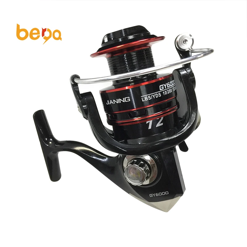 

GY 12BB 2000-7000 Series New Design Wholesale Metal Spoon Aluminum Spinning Fishing Wheel China Fishing Shop Reels, Red/black, customizable