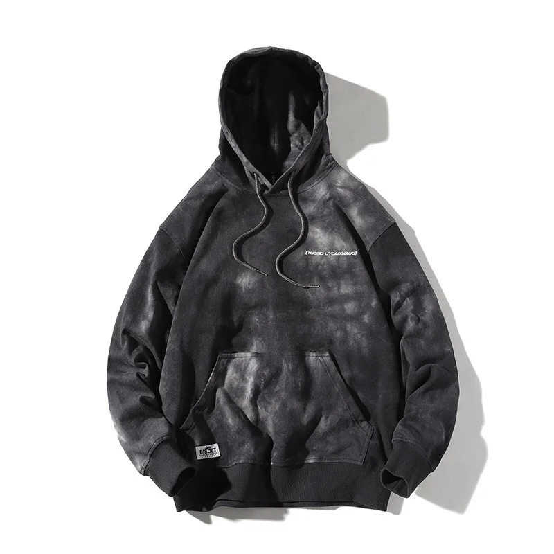 

Wholesale Custom Men Drawstring Tie Dye Cotton Pullover Hoodie, Dark gray/green