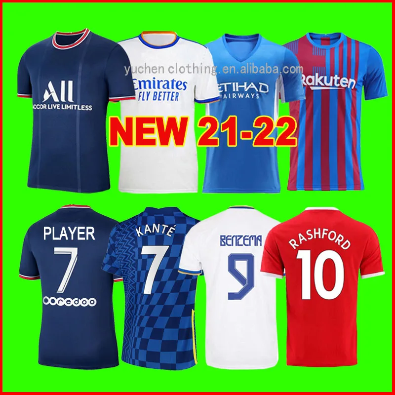 

Wholesale 21-22 New Season Top In Stock Customized Top Grade Thailand Quality Soccer Jersey With Cheap Price