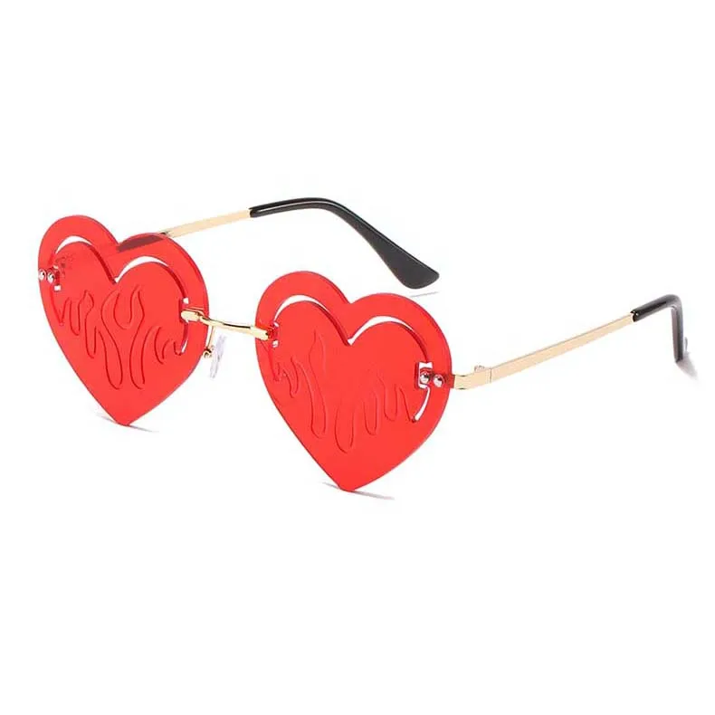 

heart love funny party glasses festival ball women eyeglasses metal fashion rimless lens sun sunglasses