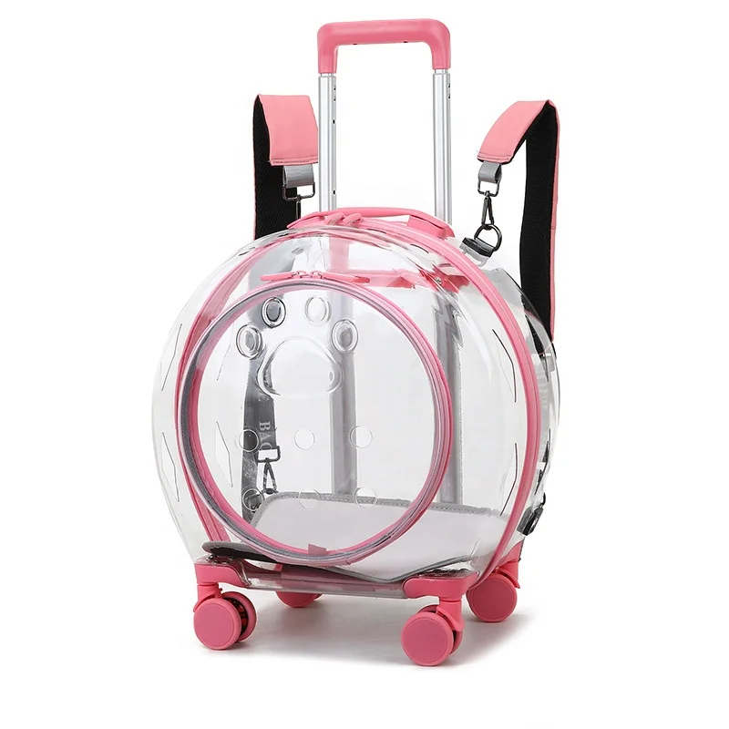 

Transparent Airline approved pet travel bag cat carrier backpack cat handbag pet cat dog stroller trolley bag with wheels