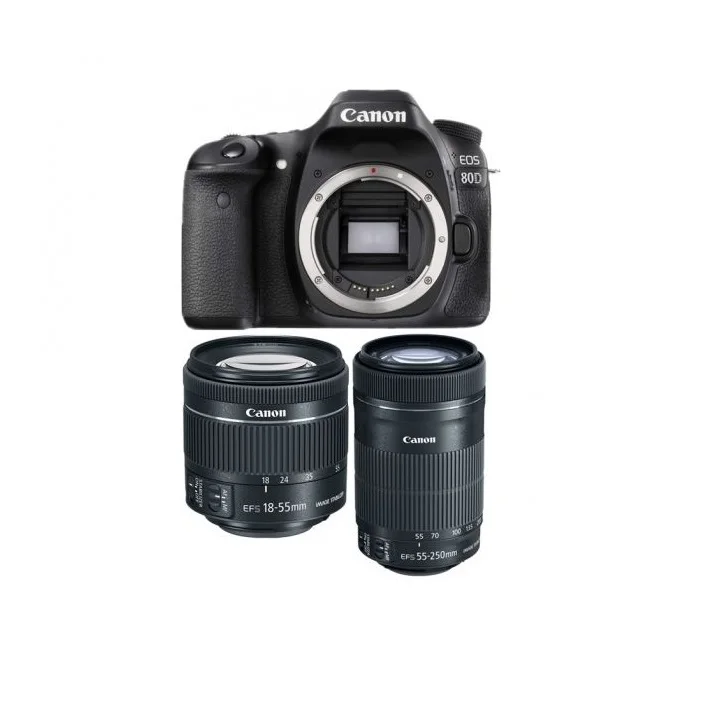 

CANON EOS 80D DSLR Camera + EF-S 18-55mm F4-5.6 IS STM + EF-S 55-250mm F4-5.6 IS STM, Black