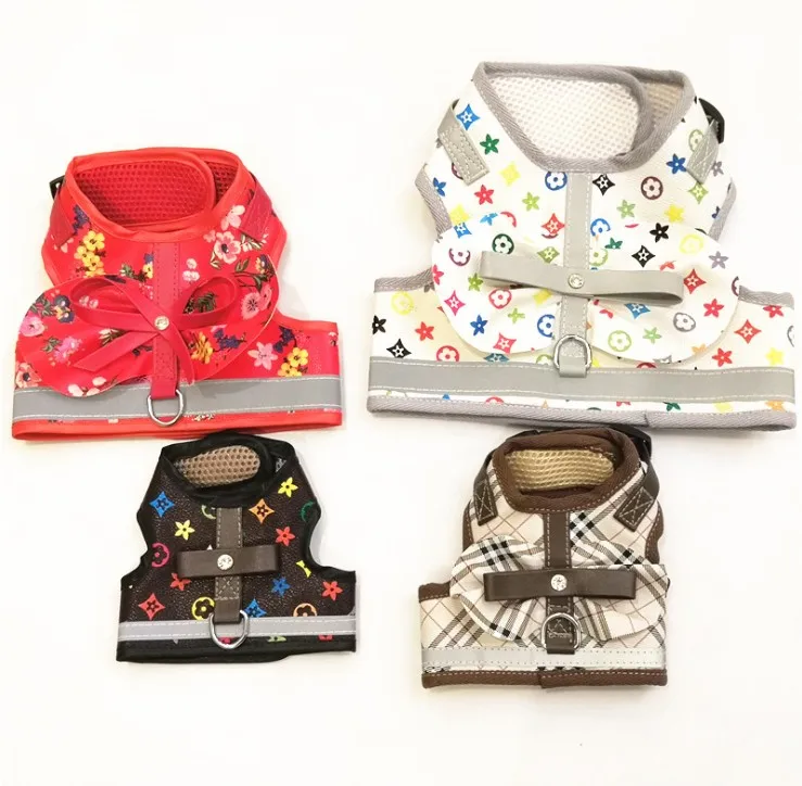 

Pet supplies manufacturers wholesale new leather breathable pet chest back vest with loops