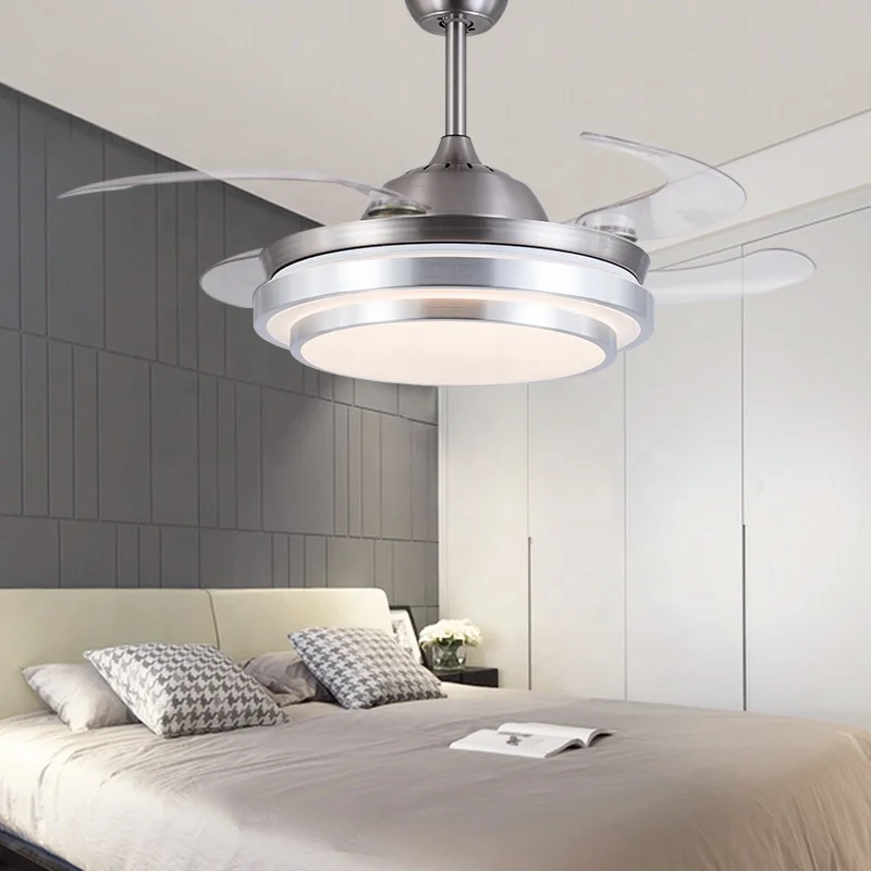 
Luxury Retractable Chandelier Crystal Ceiling Fan With Light 