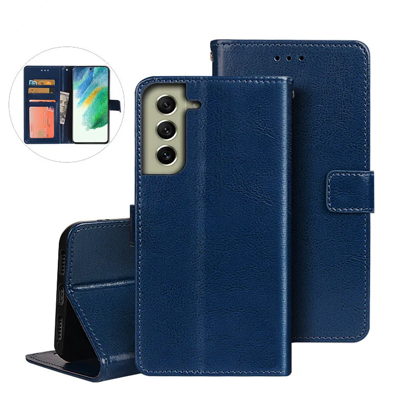 

Luxury Soft Matte Silicon Tpu Funda Flip Wallet Casing With Card Slots Pu Leather Case For Samsung S21 FE 5G Mobile Back Covers, As picture shows