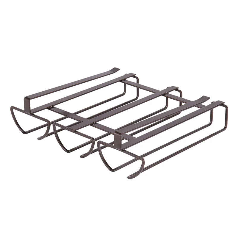 

Black three-row wine rack under cabinet hanging metal ware wine glass rack for bar kitchen living room