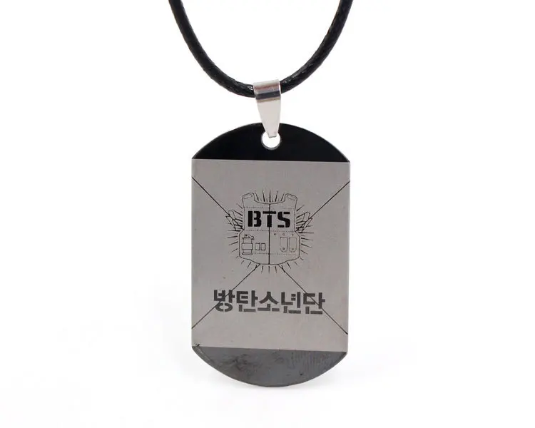 

Japan And Korea Popular Film Star HIP hopJewelry Stainless Steel Personalized Gift Army Tag Letter BTS Pendant Necklace