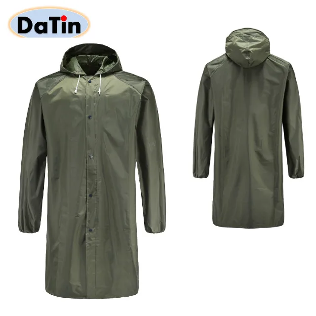 

army green military and police long raincoat with hood rainwear ponchos