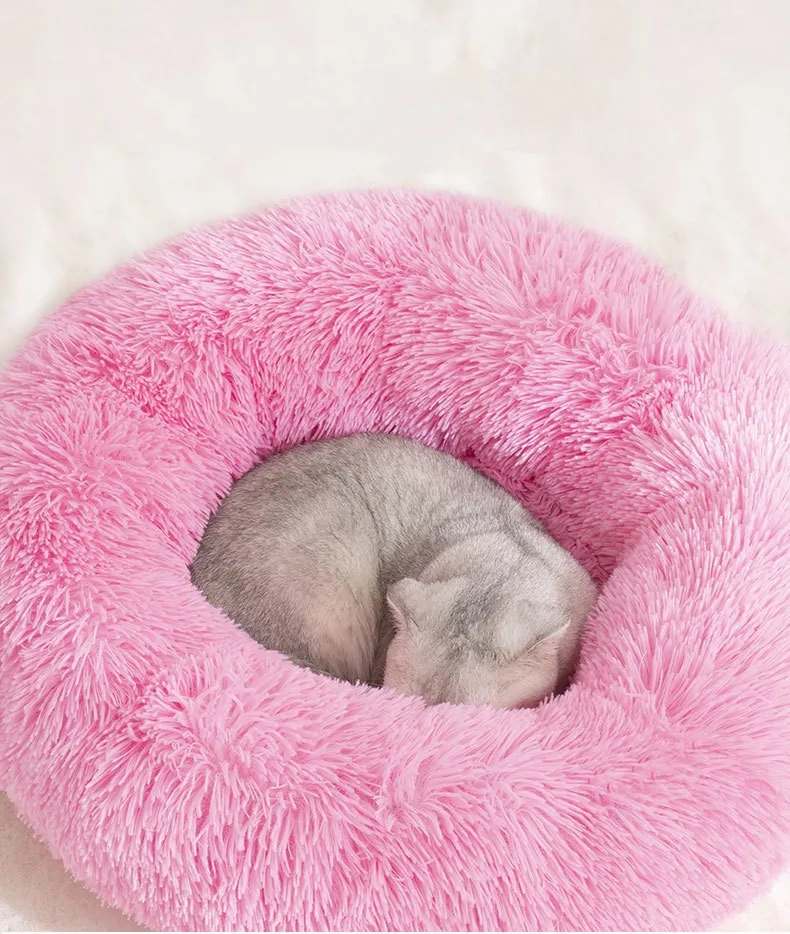 

Hot Selling Fluffy Faux Fur Pet Donut Beds Detachable Washable Dog Bed Mat Sofa Pet Bed Supplies, Multi-colors