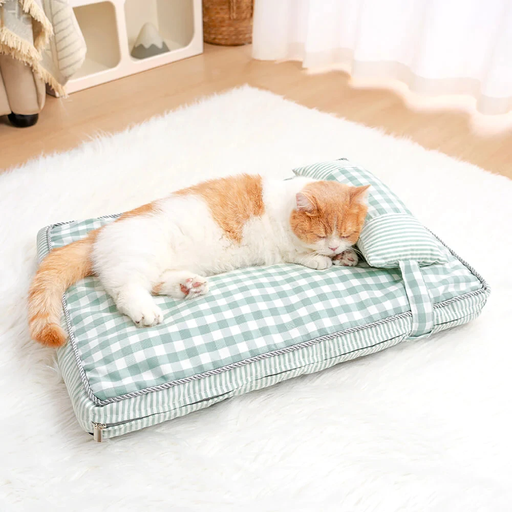 

Fashion Checkered Pattern Washable Dog Cat Bed With Pillow Soft Pet Bed for Small Medium Large Dogs Cat Products