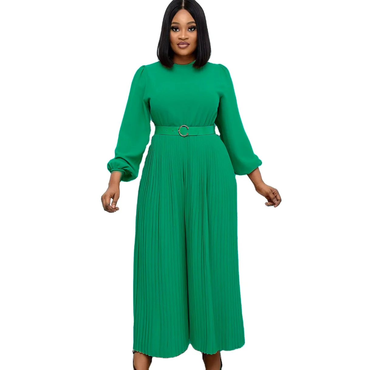 

Hot selling new style fashion 2022 spring solid color long-sleeved loose wide-leg plus size jumpsuits for women she in