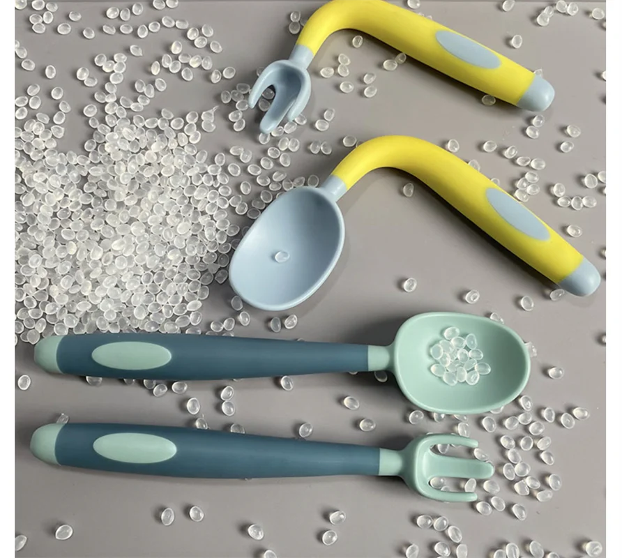 

Youngs high quality spoon and fork for baby eco-friendly first infants bendable spork, Customized color