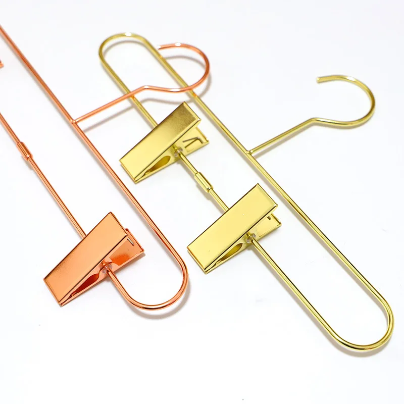 

Rose Gold And Gold Color Metal Pants Hangers,metal Hanger For Pants Display Hangers With Skirt Clips