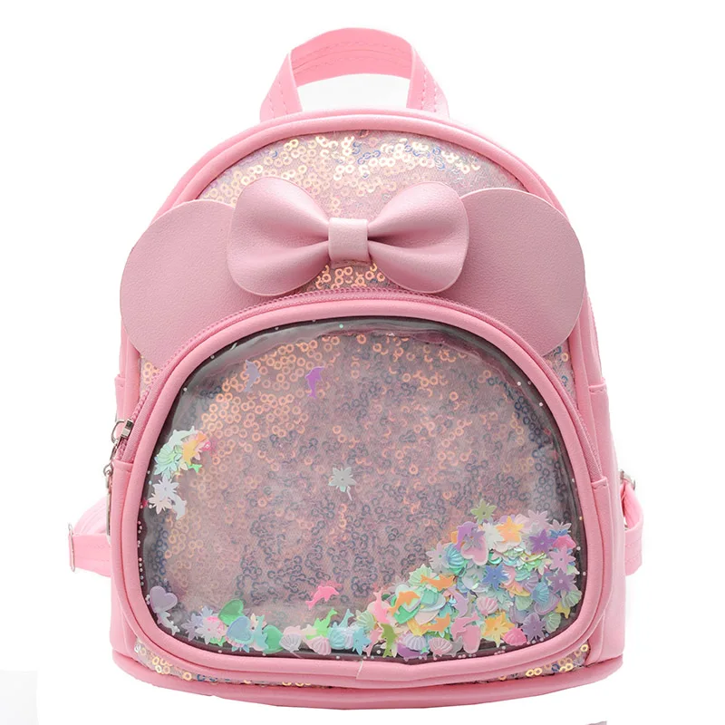 

Wholesale New Cute Mini School Bag PU Leather Butterfly Kids Toddler Sequin Backpack Bag for Girls Children, Black, rose, pink,white,black