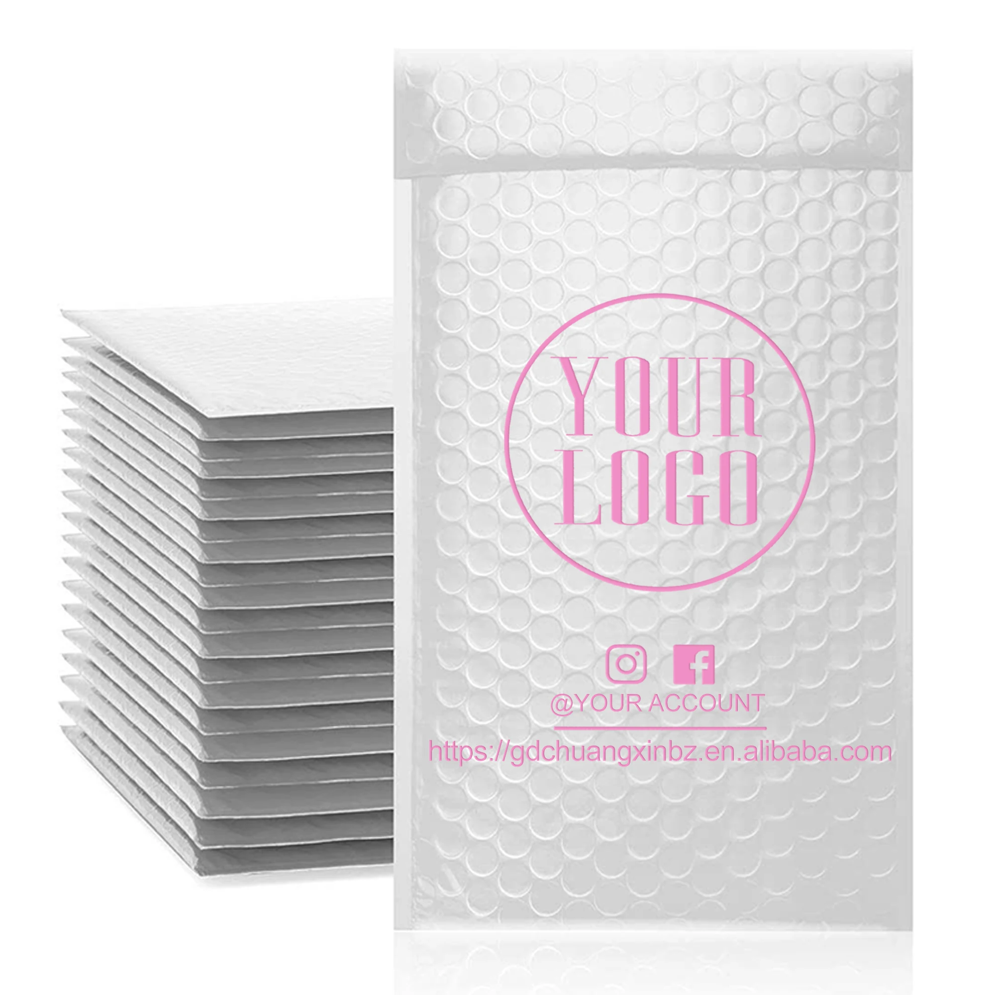 

ZGCX Custom Logo Shipping Pack Wrapp Strong Adhesive Bubble Envelope Padded Mailing Mailers Bags
