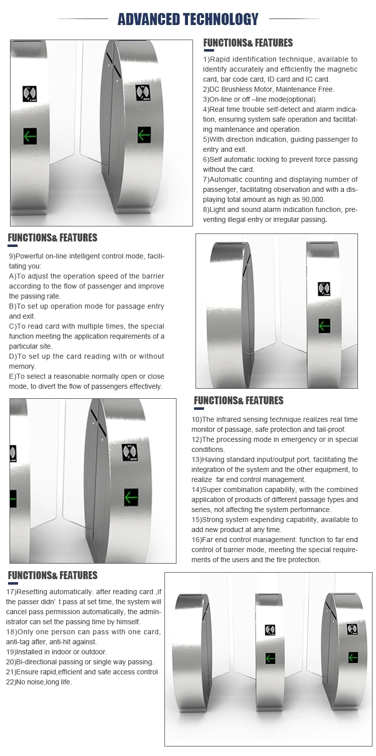 Factory Direct Pedestrian Automatic Security Entrance Automated Sliding Gate Turnstile