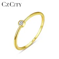 

CZCITY 14K Solid Gold Simple Stylish Diamond Cubic Zirconia Women Ring Jewelry Rings Wholesale