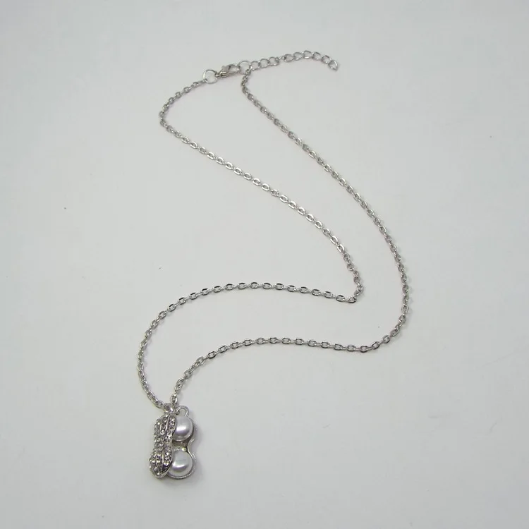 

New Style Simple Silver Pearl Peanut Pendants Peanut Necklace