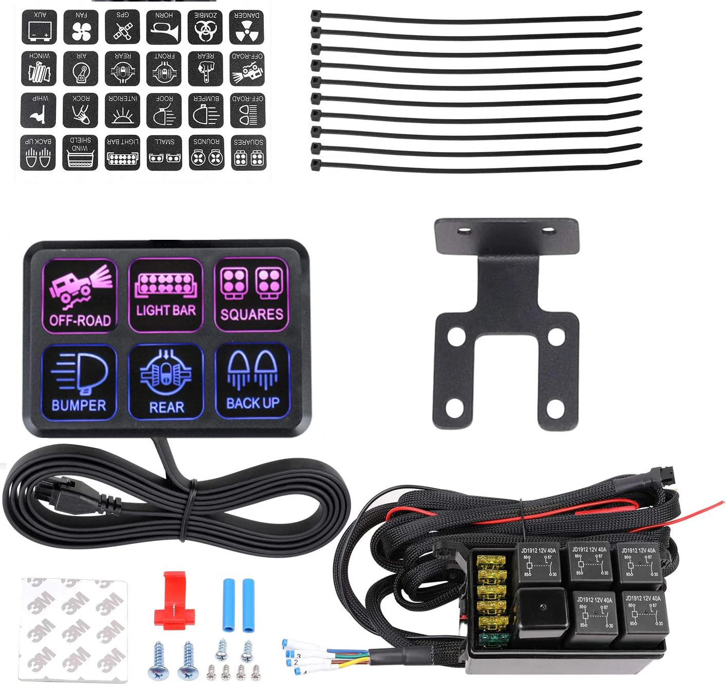 

6 Gang LED 12V Switch Panel 60A Race Car Switch Panel Automatic Dimmable Marine Electrical Switch Panels For Truck Boat Off Road