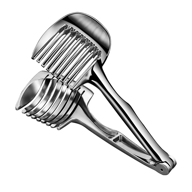

Multipurpose Handheld Round Stainless Steel Tomato Slicer Lemon Cutter, Silver