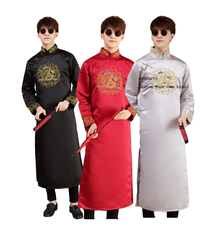 

ecoparty Chinese Wedding Robe Groomsman Traditional Chinese Wedding Gown Men's Bridegroom Toast Dress Tang Costume DragonJacket