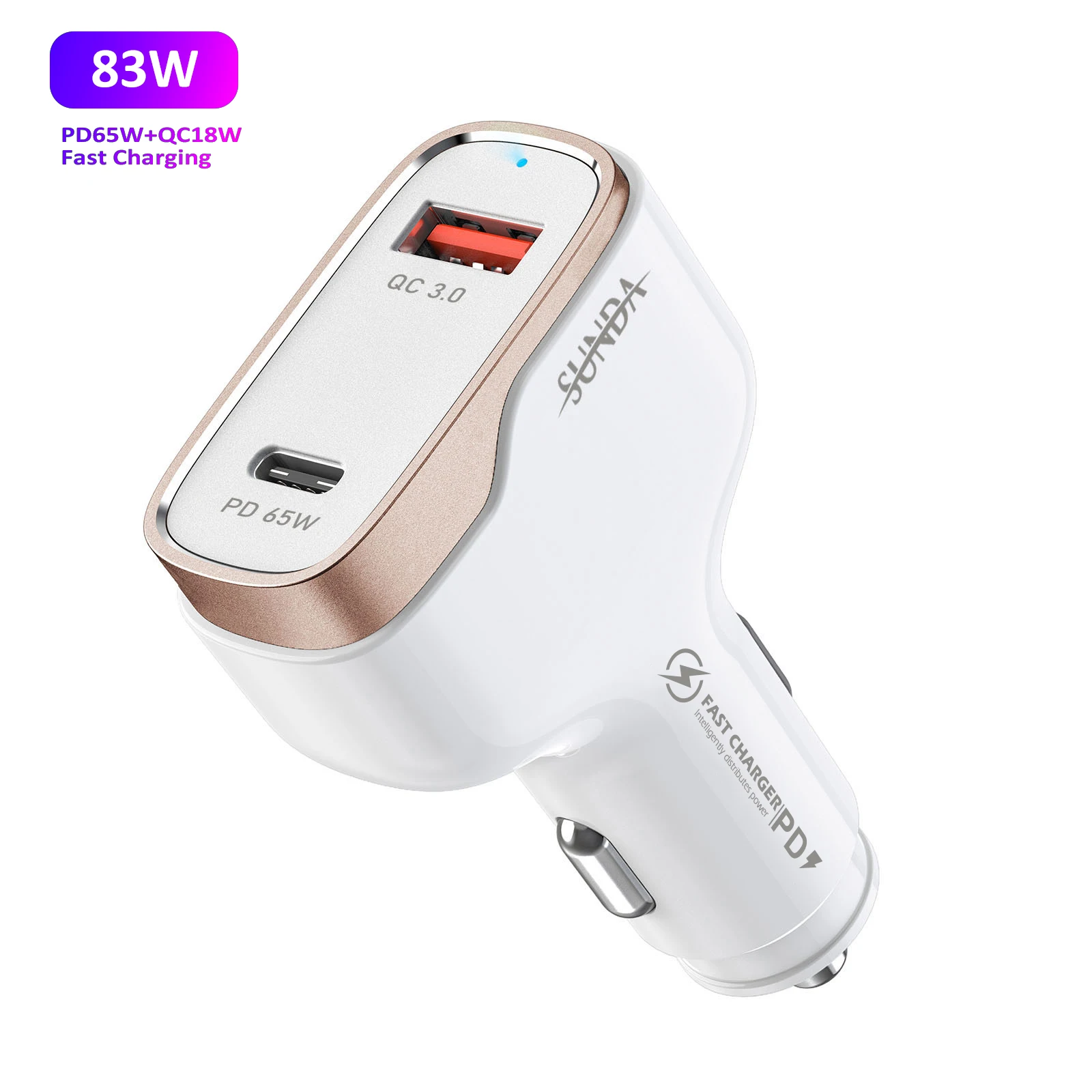 

83W PD 65W QC3.0 18W fast charging Car Charger for iphone type c mobile adapter usb c pd fast phone usb car charger, Black/white or custom