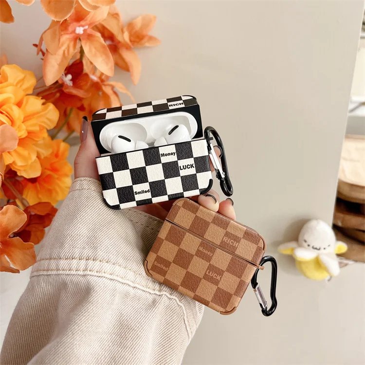 

Newest Retro Checkerboard Plaid Pattern Soft Leather Case for Airpods 1 2 3 Pro for Air pods 2 3 Pro