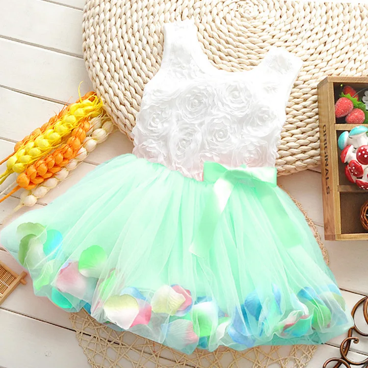 

2019 Latest Design Kids Multi-layer Lace Sleeveless Princess Bows Girl Baby Dress for Wholesale Children Cute Clothing, Customize