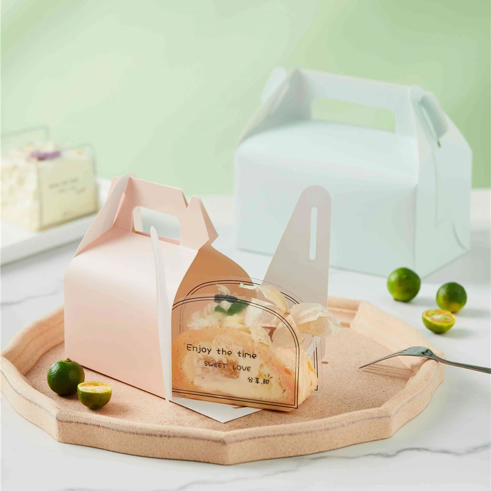 

Portable takeaway cheesecake mousse slice cake packing paper box small pastry box pastry packaging boxes for pastry