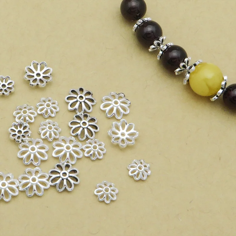 

Wholesale 925 Sterling Silver Flower Loose Spacer Bead DIY Jewelry Findings Accessories