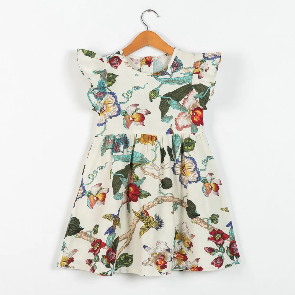 

Summer 2021 little girl clothes flower boutique flare sleeve princess dress girls kids clothing Toddler girls clothes