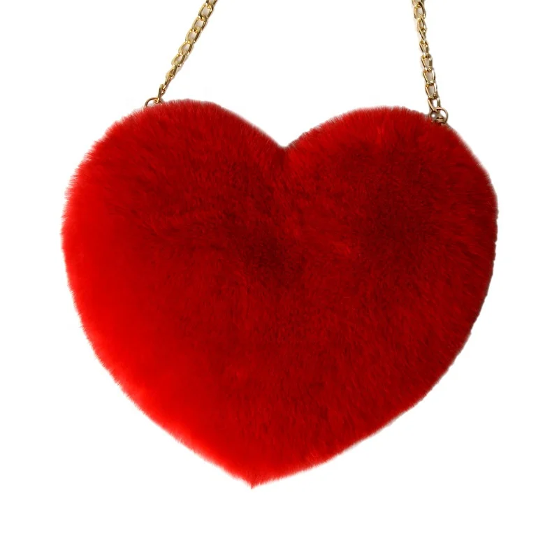 

Best Sellers plush bag Shape of peach heart faux fur bag, White