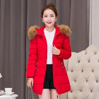 

Korean Zip Up Sliming Winter Quilted Fur Eco Friendly Women's Jacket Long