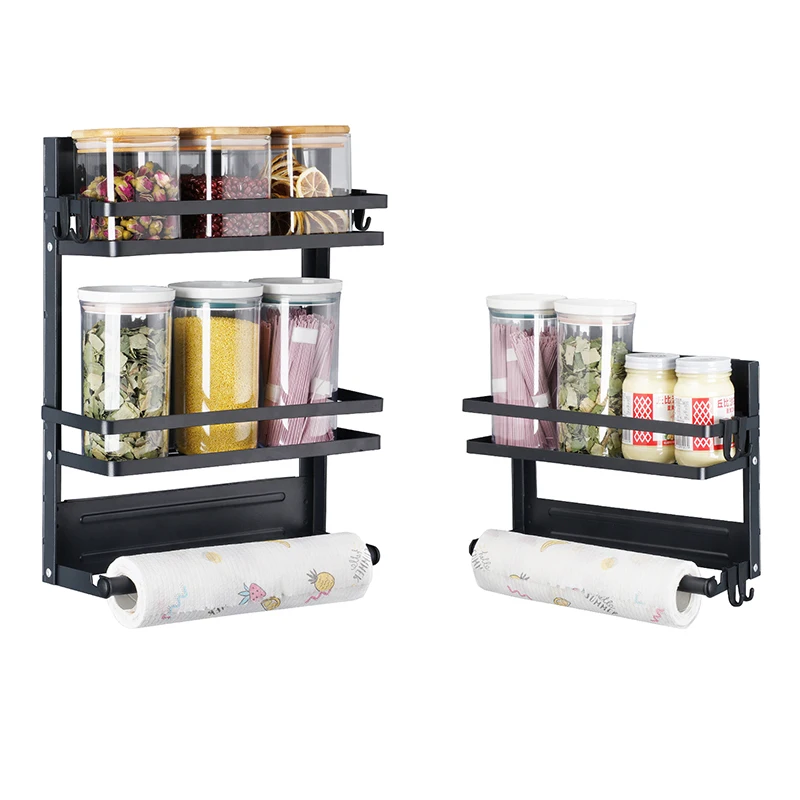 

Multifunctional wall-mounted side refrigerator storage spice rack kitchen multi-layer magnetic refrigerator shelf