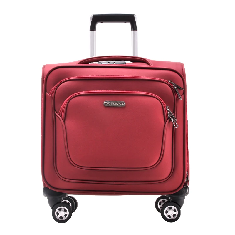 

Water resistant anti-dust Jacquard nylon 4 spinner wheels  cabin case 16 inch multi-compartment laptop carry-on luggage bag, Black, blue, brown, grey, red, customized