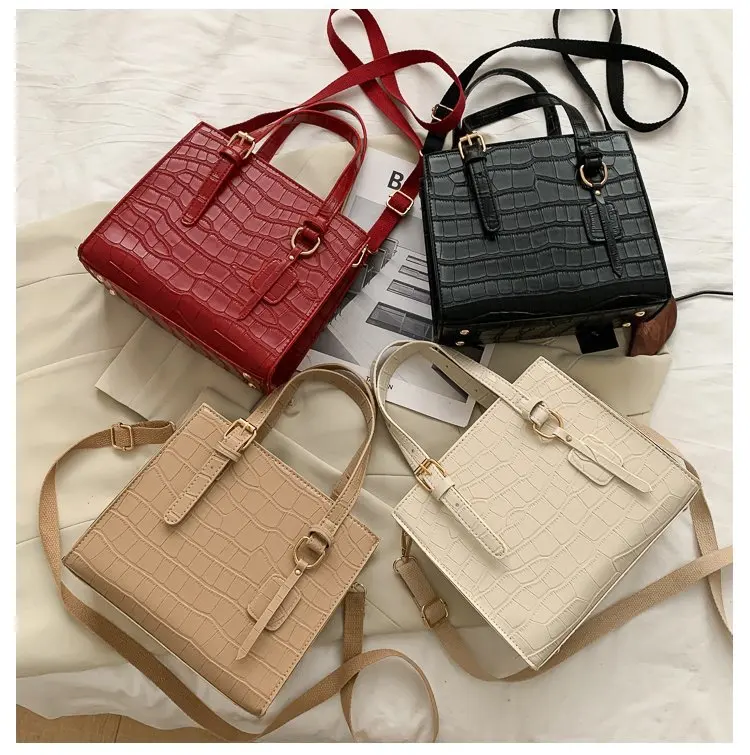 

Stylish Square Stone Pattern PU Leather Ladies Fashion Bags Famous Hand bags For Women 2021