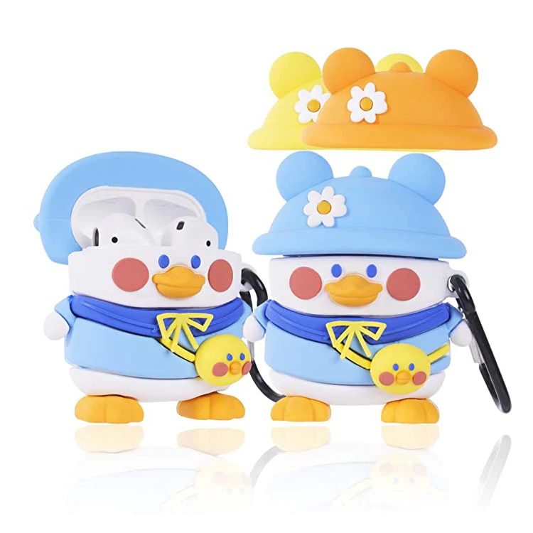 

Boys Girls Kids 3D Cute Cartoon Duck Pig with 3 Hats Protective Skin Accessories Cover Case for AirPods 3 Pro gen 1 2
